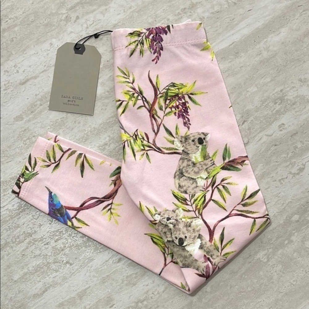 NWT Zara Kids Little Girl Pink Koala Print Leggings *5